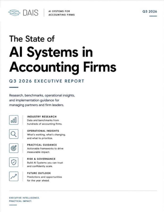 Report cover: The State of AI Systems in Accounting Firms, Q3 2026 Executive Report