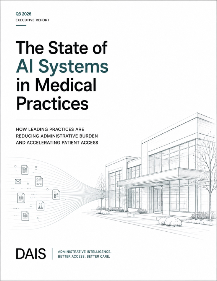 Report cover: The State of AI Systems in Medical Practices, Q3 2026 Executive Report